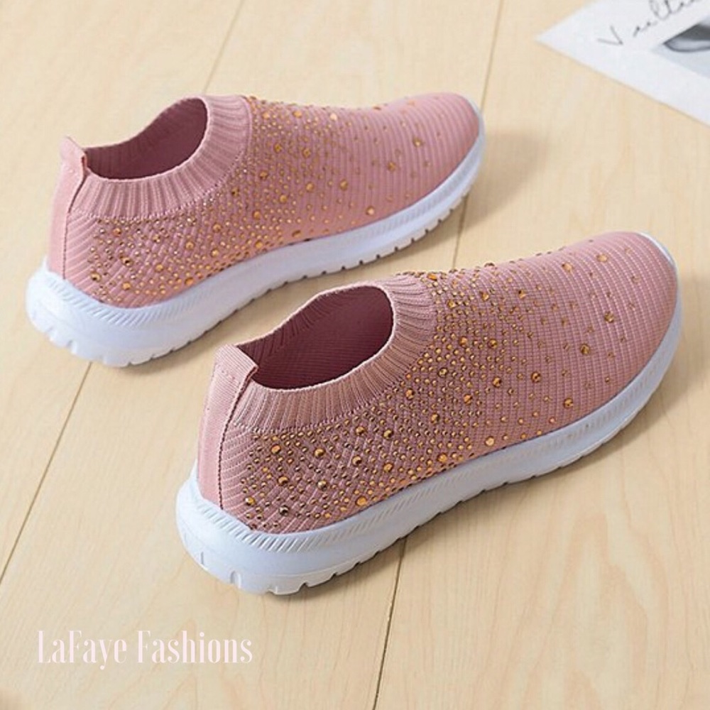 Pink Rhinestone Sock Sneaker